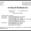 Radimirisch Gerhard 1930-2012 Todesanzeige